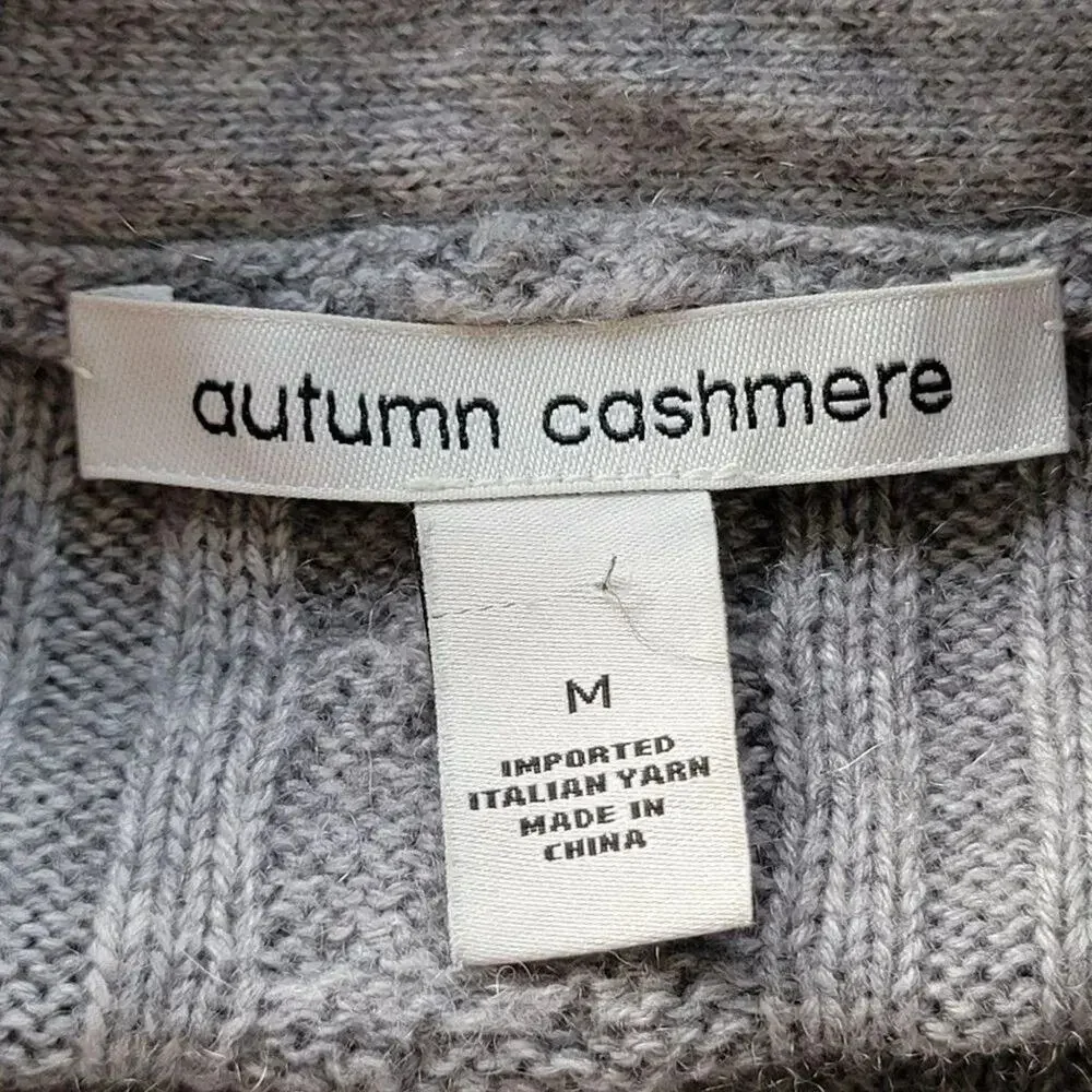 Autumn Cashmere Wool Asymmetric Open Front Cardigan Women M Gray Italian Yarn